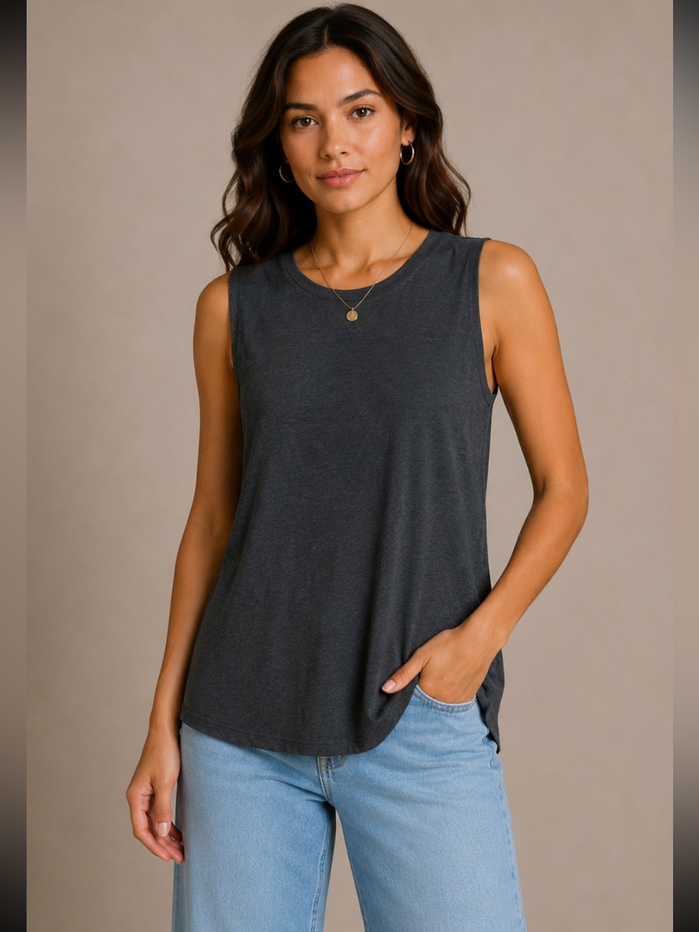 Halogen Charcoal Sleeveless Top